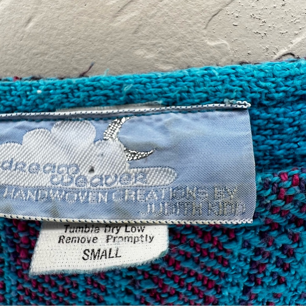 Dream Weaver Handwoven Blue Purple‎ Asymmetrical Aztec Lagenlook Top - Picture 8 of 10